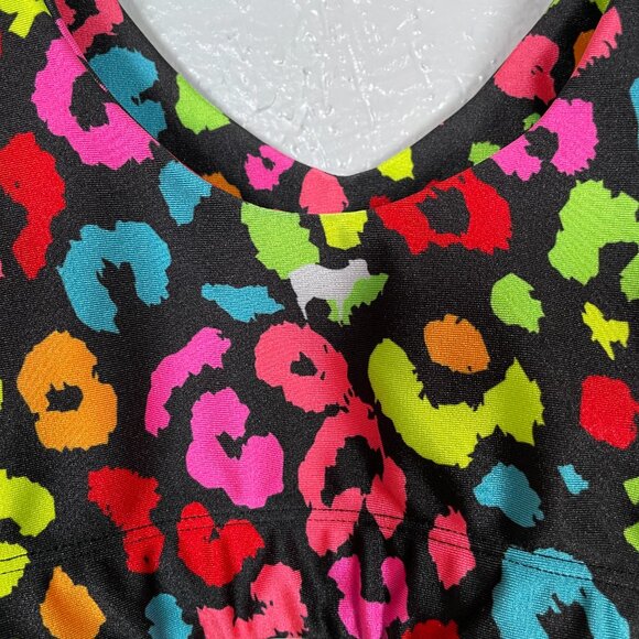 Goldsheep Women M Rainbow Animal Print Sports Bra Top U Front Back No Wire - Picture 5 of 6